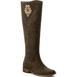 Buty zimowe damskie: Oficerki ROBERTO – 584 Zielony