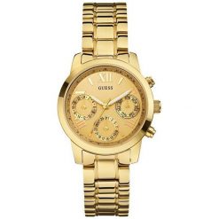 Guess Sportowe Damskie Mini Sunrise W0448L2. Żółte zegarki damskie marki Guess, złote. W wyprzedaży za 585,00 zł.