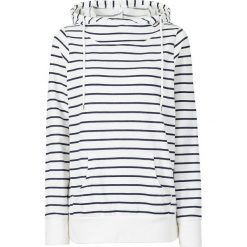 Bluzy damskie: Bluza z kapturem bonprix biało-ciemnoniebieski w paski