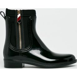 Tommy Hilfiger - Kalosze. Niebieskie kalosze damskie TOMMY HILFIGER, bez wzorów, z materiału. W wyprzedaży za 299,90 zł.