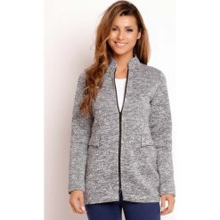 Szara Bluza Melanżowa na Zamek. Szare bluzki damskie marki Molly.pl, s, bez wzorów, z dzianiny, bez rękawów, bez kaptura. Za 121,90 zł.