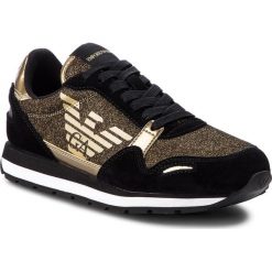 Sneakersy EMPORIO ARMANI - X3X058 XL617 00482 Black/Gold. Żółte półbuty damskie Emporio Armani, z zamszu. Za 709,00 zł.