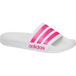 Klapki damskie adidas białe. Białe klapki damskie Adidas, bez wzorów, z materiału, bez obcasa. Za 99,90 zł.