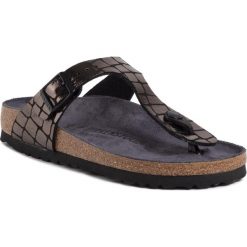 Japonki BIRKENSTOCK - Gizeh Bs 1016421 Gator Gleam Black. Czarne klapki damskie Birkenstock, bez wzorów, ze skóry ekologicznej, bez obcasa. Za 299,00 zł.