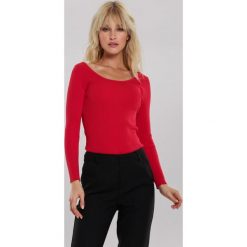 Czerwony Sweter Milan. Czerwone swetry damskie Renee, s, bez wzorów, z jeansu, eleganckie, bez rękawów, długie, bez kaptura. Za 69,99 zł.
