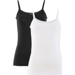 Top (2 szt.) bonprix biały + czarny. Białe bluzki damskie marki bonprix, bez wzorów, z okrągłym kołnierzem, bez rękawów. Za 49,98 zł.