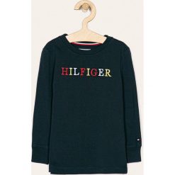Tommy Hilfiger - Longsleeve dziecięcy 104-176 cm. Niebieskie t-shirty chłopięce TOMMY HILFIGER, z aplikacjami, z bawełny, z długim rękawem. W wyprzedaży za 139,90 zł.