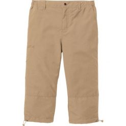 Spodnie 3/4 z mikrofazy z elastycznymi wstawkami po bokach w talii bonprix beżowy. Brązowe spodnie męskie bonprix, m, bez wzorów. Za 54,99 zł.