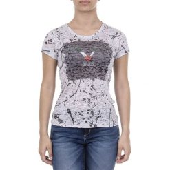 T-shirt w kolorze szarym. Szare t-shirty damskie V Italia by Versace, l, z nadrukiem, z bawełny, z okrągłym kołnierzem. W wyprzedaży za 239,95 zł.