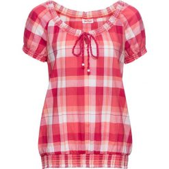Tunika, krótki rękaw bonprix łososiowy w kratę. Czerwone tuniki damskie bonprix, z krótkim rękawem. Za 54,99 zł.
