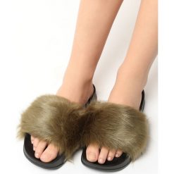 Klapki damskie: Khaki Klapki Hirsute