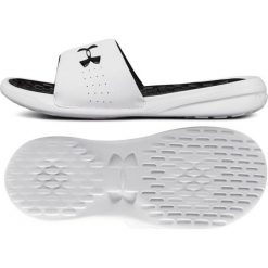 Under Armour białe Klapki Ua Playmaker Fix Sl W 3000063-101. Białe klapki damskie Under Armour, w paski, z materiału, bez obcasa. W wyprzedaży za 169,00 zł.