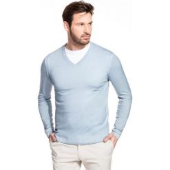 Sweter MARTINO SWNS000095. Niebieskie swetry męskie Giacomo Conti, m, bez wzorów, z wełny, klasyczne, z klasycznym kołnierzykiem, bez kaptura. Za 229,00 zł.