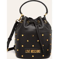 Love Moschino - Torebka. Czarne kuferki damskie Love Moschino, w paski, ze skóry ekologicznej, małe, bez dodatków. W wyprzedaży za 699,90 zł.