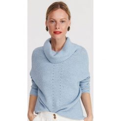 Sweter z golfem - Niebieski. Niebieskie swetry damskie Reserved, s, bez wzorów, bez rękawów. Za 99,99 zł.