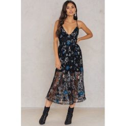 Sukienki hiszpanki: For Love & Lemons Sukienka Midi Botanic – Black,Multicolor