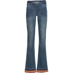 Dżinsy BOOTCUT z bordiurą bonprix niebieski "stone”. Niebieskie spodnie damskie bonprix. Za 54,99 zł.