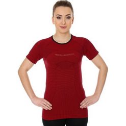 Bluzki sportowe damskie: Brubeck Koszulka damska 3D Run PRO z krótkim rękawem bordowa r. L (SS12030)