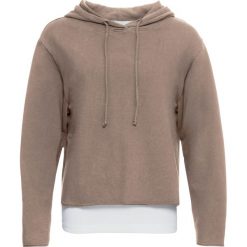 Bluza z kapturem i topem 2 w 1 bonprix brunatny "used" - biały. Pomarańczowe bluzy damskie marki bonprix, bez wzorów, bez rękawów, z kapturem. Za 99,99 zł.