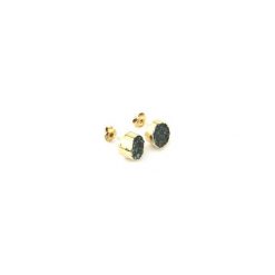 Kolczyki Druza Agatu Szara Zieleń złoto. Zielone kolczyki damskie marki Brazi druse jewelry, z agatem, złote, na sztyftcie. Za 170,00 zł.