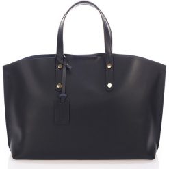 Torebki klasyczne damskie: Skórzana torebka w kolorze czarnym – 38 x 28 x 18 cm