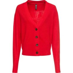 Sweter rozpinany bonprix truskawkowy. Czerwone swetry damskie bonprix, bez wzorów, bez rękawów, bez kaptura. Za 37,99 zł.