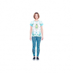 Carabus T-shirt (Blue&Green). Niebieskie t-shirty damskie OKUAKU, xs, z nadrukiem, z elastanu, klasyczne, z klasycznym kołnierzykiem. Za 139,00 zł.