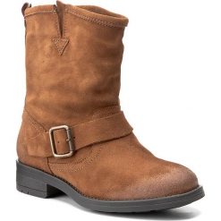 Botki TOMMY HILFIGER - DENIM Aline 1B FW0FW01350 Winter Cognac 906. Brązowe botki damskie na obcasie marki TOMMY HILFIGER, z denimu, za kostkę, z paskami. W wyprzedaży za 319,00 zł.