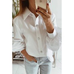 Koszula damska GANITA. Białe bluzki damskie IVET, xl, bez wzorów, eleganckie, bez kołnierzyka, bez rękawów. W wyprzedaży za 79,00 zł.