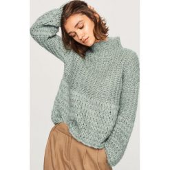 Sweter z domieszką wełny - Turkusowy. Niebieskie swetry klasyczne damskie Reserved, l, z wełny. Za 139,99 zł.