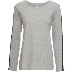Shirt z koronkową wstawką bonprix jasnoszary melanż. Szare koszulki damskie bonprix, bez wzorów, z koronki, bez kołnierzyka. Za 37,99 zł.