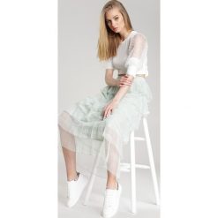 Miętowa Spódnica Thara. Zielone spódniczki damskie Renee, s, bez wzorów, z gumy, midi, rozkloszowane. Za 99,99 zł.