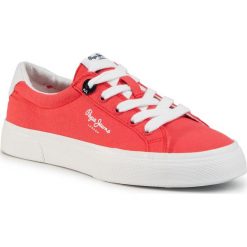 Tenisówki PEPE JEANS - Kenton Basic Boy PBS30444 Red 255. Czerwone trampki dziewczęce Pepe Jeans, bez wzorów, z jeansu, na sznurówki. Za 199,00 zł.