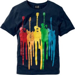 T-shirt bonprix ciemnoniebieski z nadrukiem. Niebieskie koszulki męskie bonprix, s, z nadrukiem, bez kołnierzyka, bez rękawów. Za 44,99 zł.