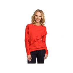 M331 Bluza z falbanką czerwona. Czerwone bluzy damskie Moe, s, bez wzorów, z elastanu, bez rękawów, bez kaptura. Za 119,00 zł.
