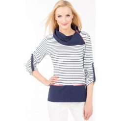 Bluza w marynarskim stylu. Żółte bluzy damskie Monnari, na wiosnę, bez wzorów, bez rękawów, długie, bez kaptura. Za 79,60 zł.