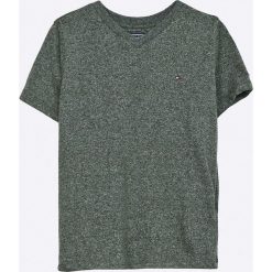 Tommy Hilfiger - T-shirt dziecięcy 122-176 cm. Żółte t-shirty męskie marki TOMMY HILFIGER, bez wzorów, z bawełny, bez rękawów. W wyprzedaży za 79,90 zł.