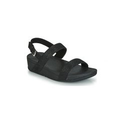 Klapki FitFlop LOTTIE GLITZY BACKSTRAP SANDAL. Czarne klapki damskie FitFlop, bez wzorów, bez obcasa. W wyprzedaży za 351,20 zł.
