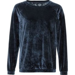 Sweter aksamitny z koronką bonprix ciemnoniebieski. Niebieskie swetry damskie marki bonprix, w koronkowe wzory, z koronki, bez rękawów, bez kaptura. Za 49,99 zł.