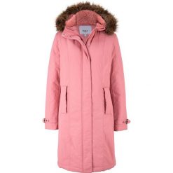 Długa parka z kapturem bonprix dymny różowy. Różowe parki damskie bonprix, bez wzorów, długie, z kapturem. Za 124,99 zł.