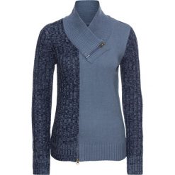 Swetry klasyczne damskie: Sweter dzianinowy z zamkami bonprix ciemnoniebieski melanż