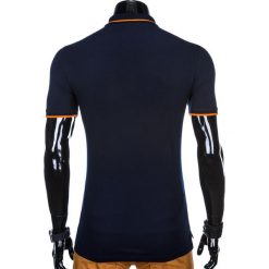 Koszulka męska polo z nadrukiem S908 - granatowa. Niebieskie koszulki męskie Ombre Clothing, s, z nadrukiem, bez rękawów. Za 14,99 zł.