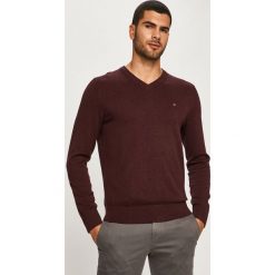 Tommy Hilfiger - Sweter. Brązowe swetry męskie TOMMY HILFIGER, s, z aplikacjami, z jedwabiu, bez kołnierzyka, bez kaptura. Za 449,90 zł.