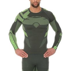 Bluzy męskie: Brubeck Bluza męska Dry z długim rękawem zielona r. L (LS13080)