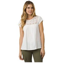 Prana Damska Bluzka Kora Top White (Rozmiar S). Białe bluzki sportowe damskie marki PrAna, s. W wyprzedaży za 200,00 zł.