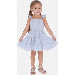 Mayoral - Sukienka dziecięca 92-134 cm. Niebieskie sukienki dziewczęce Mayoral, w kwiaty, z bawełny, z krótkim rękawem, krótkie, mini, rozkloszowane. Za 152,90 zł.