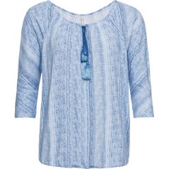 Shirt z materiału w optyce dżinsu bonprix niebieski "washed". Niebieskie t-shirty damskie bonprix, bez wzorów, bez kołnierzyka. Za 54,99 zł.