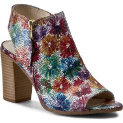 Sandały NESSI - 65205 Flower Multikolor. Szare klapki damskie marki Nessi, bez wzorów, ze skóry, bez obcasa, na obcasie. W wyprzedaży za 199,00 zł.