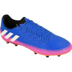 Buty piłkarskie adidas Messi 16.3 Fg M BA9021. Niebieskie buty sportowe męskie Adidas, z materiału, na sznurówki, do piłki nożnej. W wyprzedaży za 209,00 zł.
