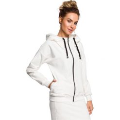 Bluza z kapturem zasuwana na zamek - ecru. Bluzy damskie Moe, s, bez wzorów, z elastanu, bez rękawów, z kapturem. Za 189,00 zł.